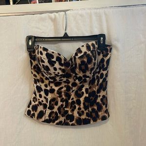 bebe cheetah print strapless top